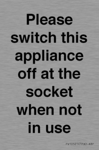 Please switch this appliance off at the socket when not in use
